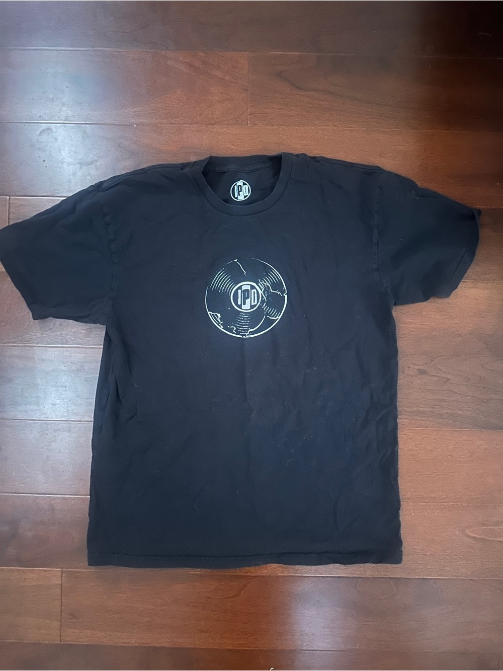 Men's Black Graphic Record Logo Tee